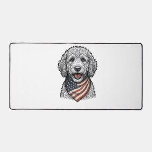 Patriotischer Doodle-Hund Vintage-Stich Vektor Des Schreibtischunterlage