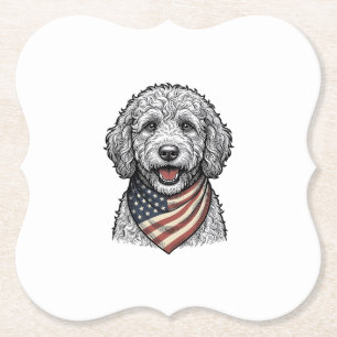 Patriotischer Doodle-Hund Vintage-Stich Vektor Des Untersetzer