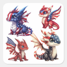 Patriotischer Drache Quadratischer Aufkleber