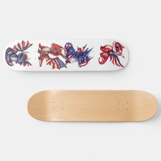 Patriotischer Drache Skateboard (Horizontal)