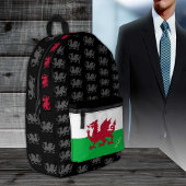 Patriotischer Drache, walisischer Flaggenrücksack, Bedruckter Rucksack