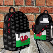 Patriotischer Drache, walisischer Flaggenrücksack, Bedruckter Rucksack