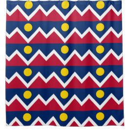 Patriotischer Duschvorhang mit Flagge von Denver,