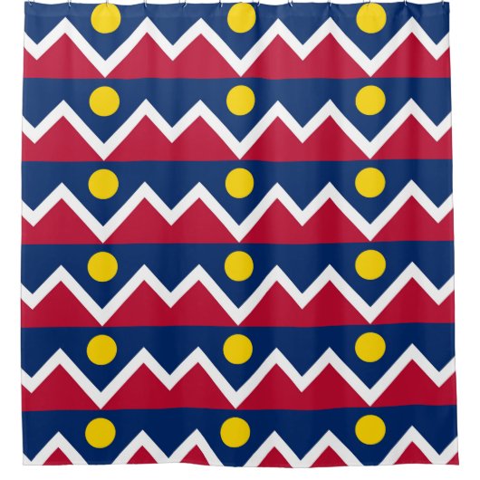 Patriotischer Duschvorhang mit Flagge von Denver, (Vorderseite)