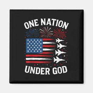 Patriotischer Ein Volk unter Gott Junge 4. Juli US Magnet