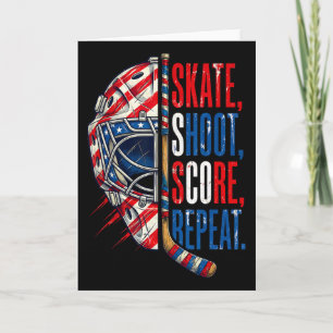 Patriotischer Eishockey-Schlittschuh-Schuss-Score- Karte