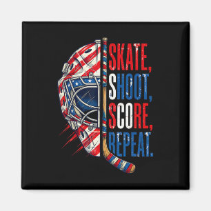 Patriotischer Eishockey-Schlittschuh-Schuss-Score- Magnet