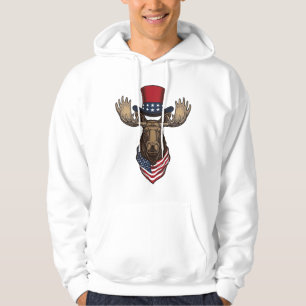 Patriotischer Elch Vintage-Stich Vektor-Design_1 Hoodie