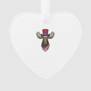 Patriotischer Elch Vintage-Stich Vektor-Design_1 Ornament