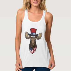 Patriotischer Elch Vintage-Stich Vektor-Design_1 Tank Top