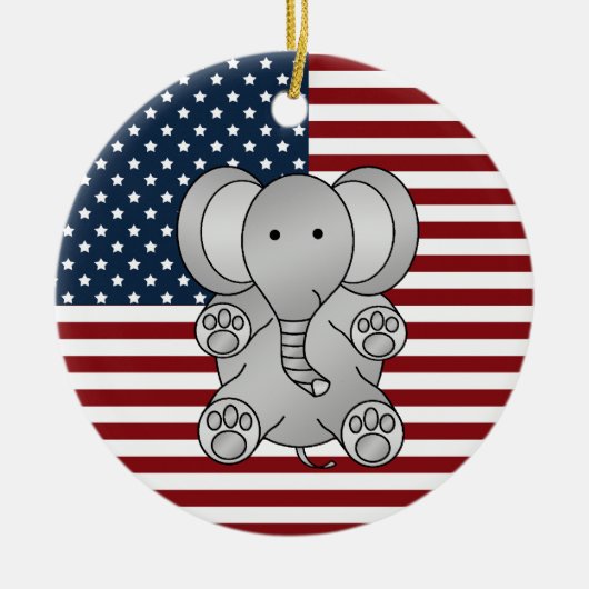 Patriotischer Elefant Keramikornament (Vorne)