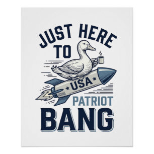 Patriotischer Enten-Rakete Vintage-Vector-Shirt-De Poster
