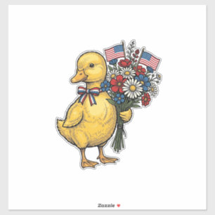Patriotischer Entlein-Blumenstrauß Vintage-Shirt D Aufkleber