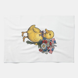 Patriotischer Entlein-Blumenstrauß Vintage-Shirt D Geschirrtuch