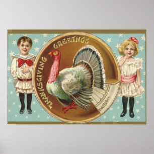 Patriotischer Erntedank Türkei Kinderstars Poster