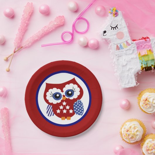 Patriotischer Eulen-Papier-Teller Pappteller (Party)