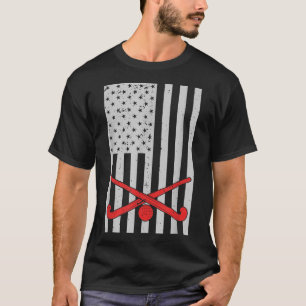 Patriotischer Feldhockey-Amerikanischer-Flagge-Fra T-Shirt