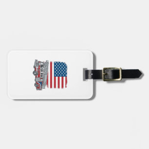 Patriotischer Feuerwehrauto Amerikanische Flagge V Gepäckanhänger