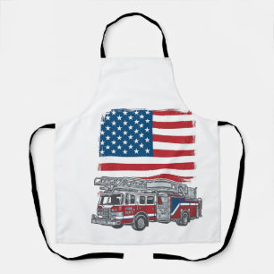 Patriotischer Feuerwehrauto Amerikanische Flagge V Schürze
