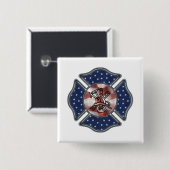 Patriotischer Feuerwehrmann maltesisch Button (Vorne & Hinten)