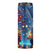 Patriotischer Feuerzug mit amerikanischer Flagge Thermosbecher (Rückseite)