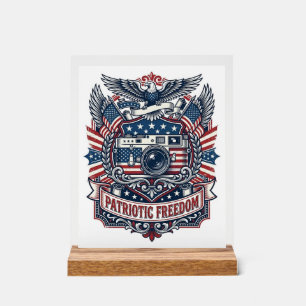 Patriotischer Film Kameramann Vektorgrafik T-Shirt Acrylschild