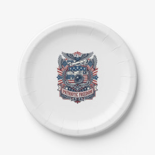 Patriotischer Film Kameramann Vektorgrafik T-Shirt Pappteller