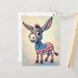 Patriotischer Flaggen-Esel-Stimmzettel Postkarte