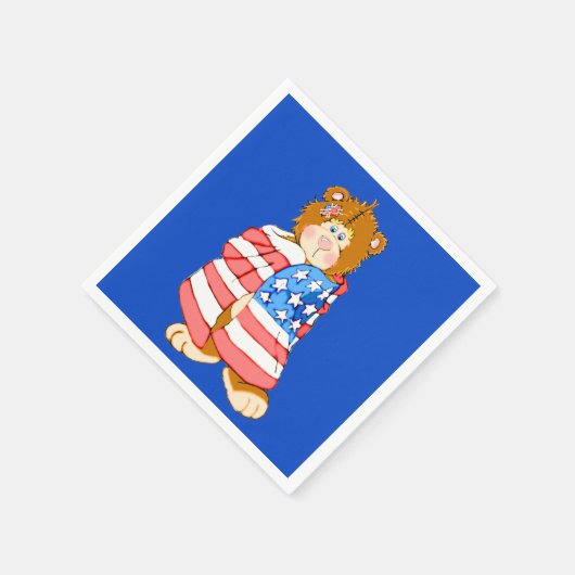Patriotischer Flaggenbär Serviette (Ecke)