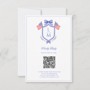 Patriotischer Flaggenwappen Monogramm-Hochzeit RSVP Karte