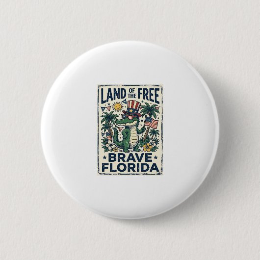 Patriotischer Florida-Alligator 4. Juli Button (Vorderseite)