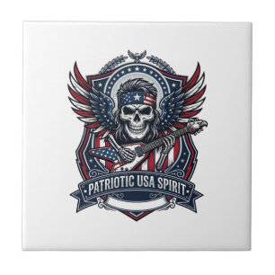 Patriotischer Freiheit Gitarrist Totenkopf Musik R Fliese
