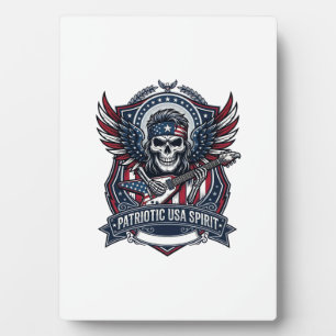 Patriotischer Freiheit-Gitarrist-Totenkopf-Musik-R Fotoplatte
