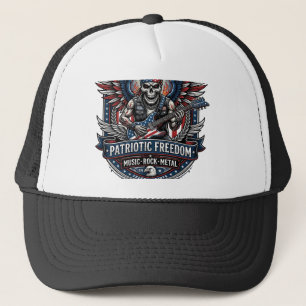 Patriotischer Freiheit-Gitarrist-Totenkopf-Musik-R Truckerkappe
