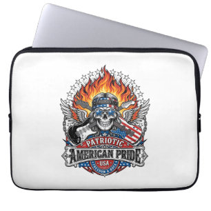Patriotischer Freiheits-Gitarrist Totenkopf Musik  Laptopschutzhülle