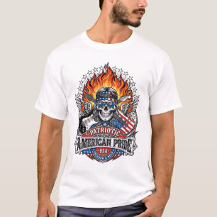 Patriotischer Freiheits-Gitarrist Totenkopf Musik  T-Shirt