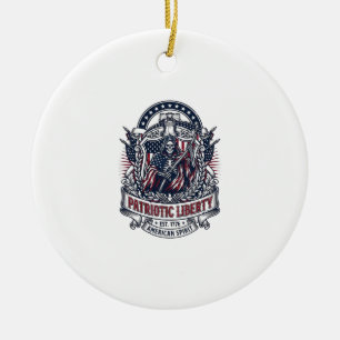 Patriotischer Freiheits-Sensenmann Dunkler Patriot Keramik Ornament