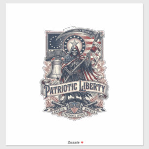 Patriotischer Freiheitsmäher Dunkler Patriot Skele Aufkleber