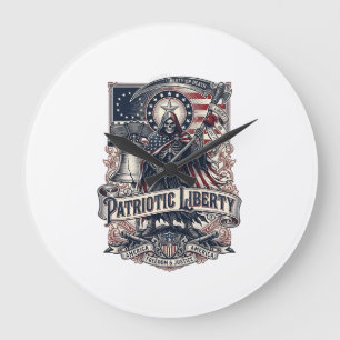 Patriotischer Freiheitsmäher Dunkler Patriot Skele Große Wanduhr