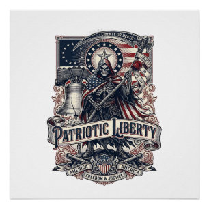 Patriotischer Freiheitsmäher Dunkler Patriot Skele Poster