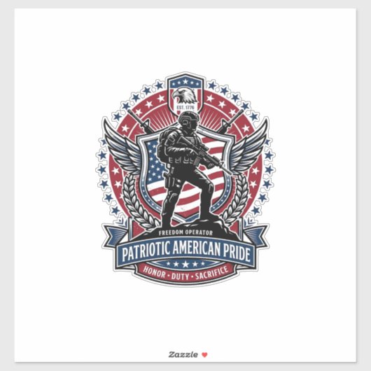 Patriotischer Freiheitsoperator Silhouette Militär Aufkleber (Blatt)