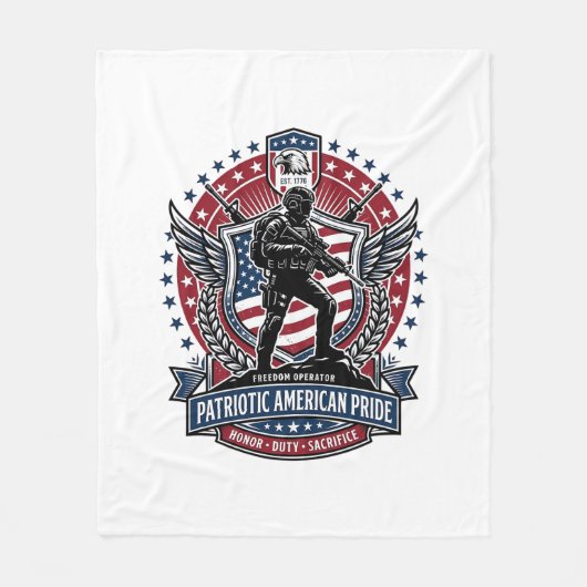 Patriotischer Freiheitsoperator Silhouette Militär Fleecedecke (Vorderseite)