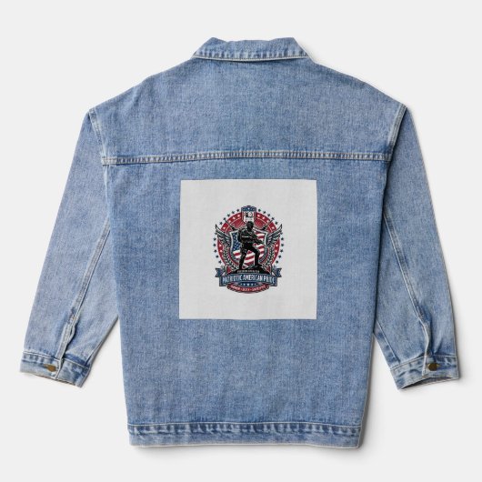Patriotischer Freiheitsoperator Silhouette Militär Jeansjacke (Rückseite)