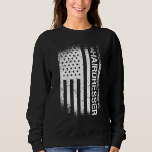 Patriotischer Friseur mit amerikanischer Flagge Sweatshirt
