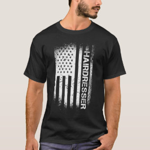 Patriotischer Friseur mit amerikanischer Flagge T-Shirt