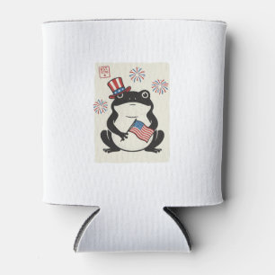 Patriotischer Frosch Vintage-Stich Vektor Kunst_1 Dosenkühler