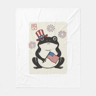 Patriotischer Frosch Vintage-Stich Vektor Kunst_1 Fleecedecke
