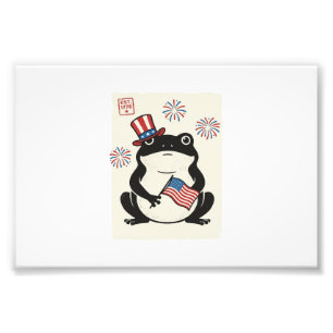 Patriotischer Frosch Vintage-Stich Vektor Kunst_1 Fotodruck