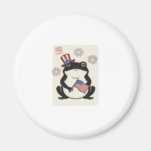 Patriotischer Frosch Vintage-Stich Vektor Kunst_1 Magnet