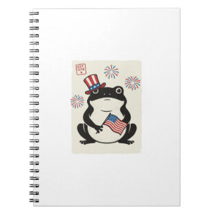Patriotischer Frosch Vintage-Stich Vektor Kunst_1 Notizblock
